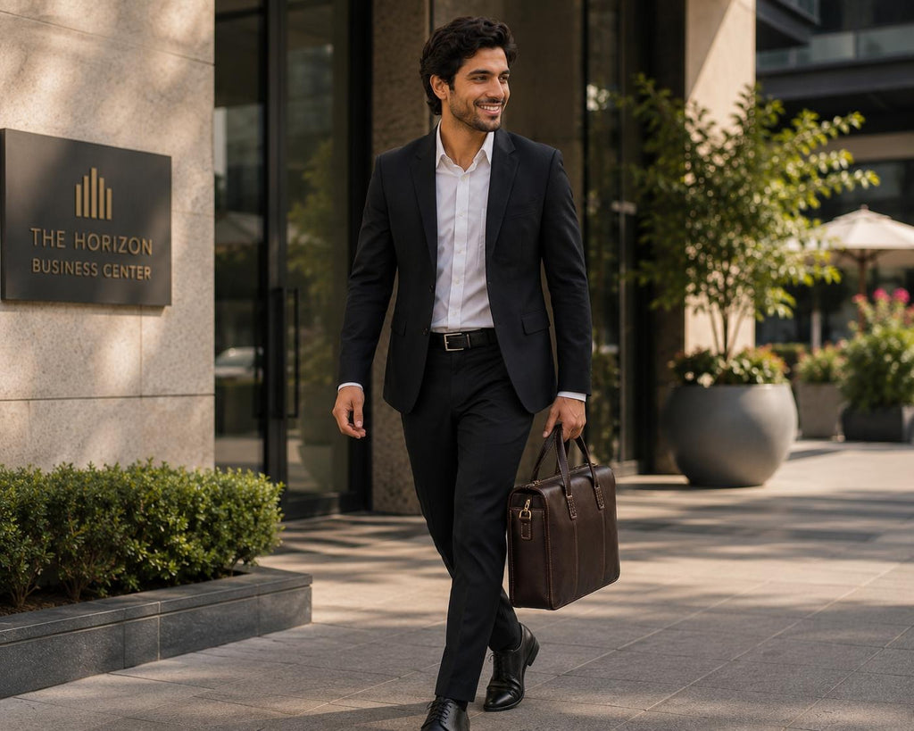 Men’s Genuine Leather Laptop Briefcase | Vintage Business Office Messenger Bag | Fits Up to 15.6” Laptop | Dark Brown