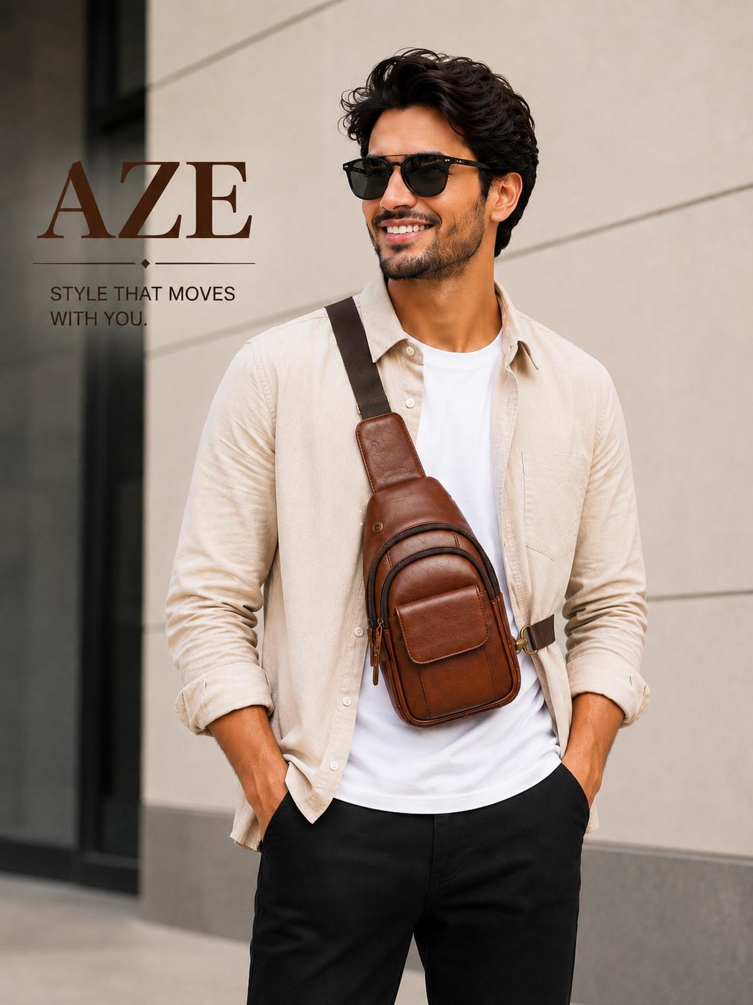 Premium Leather Sling Bag – Compact Crossbody Chest Bag (Unisex)