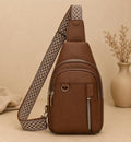 Premium Women’s Brown Leather Sling Bag – Trendy Crossbody Chest Bag with Adjustable Strap