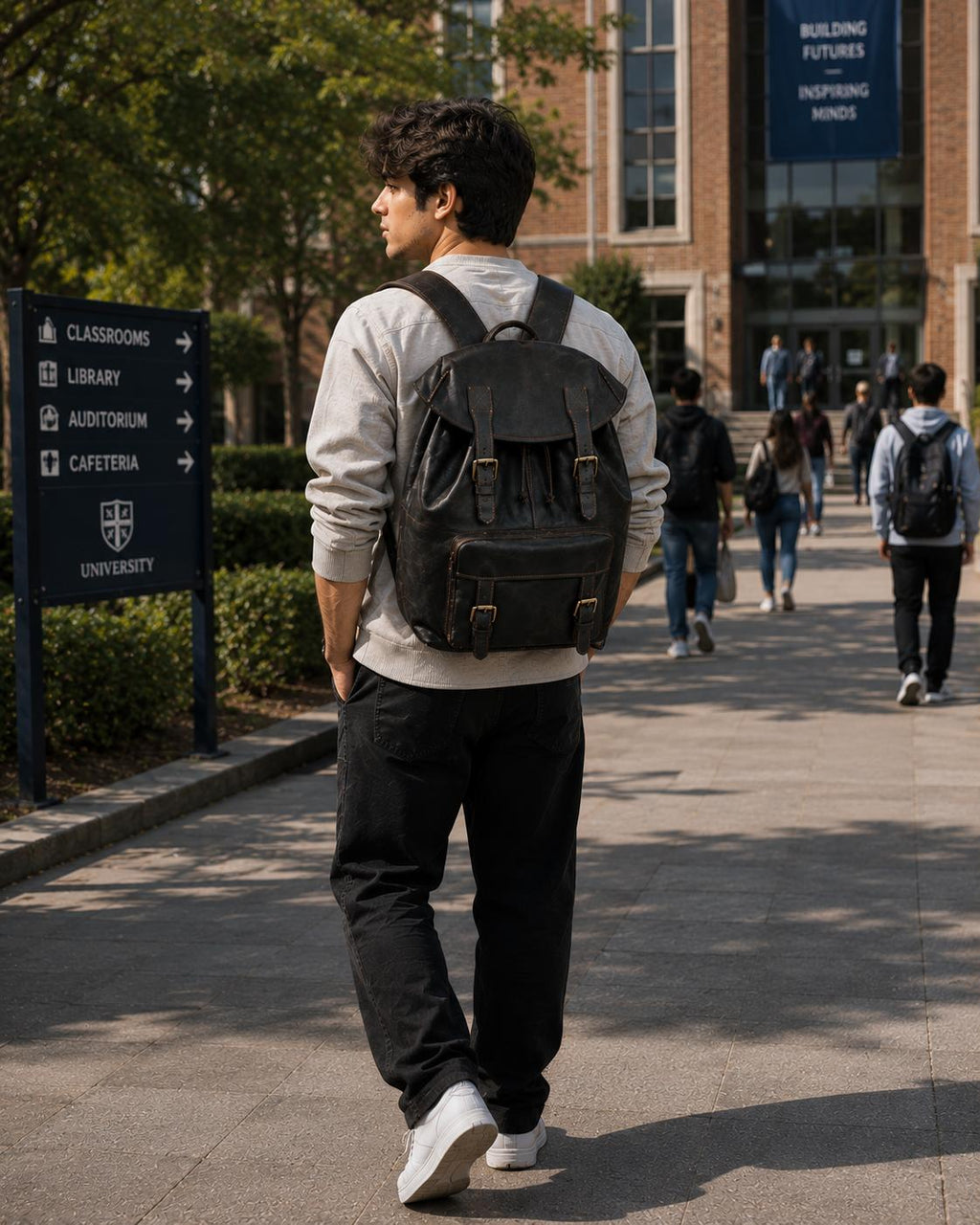 Premium Vintage Leather Laptop Backpack | Waterproof Travel & Office Rucksack (Dark Brown)