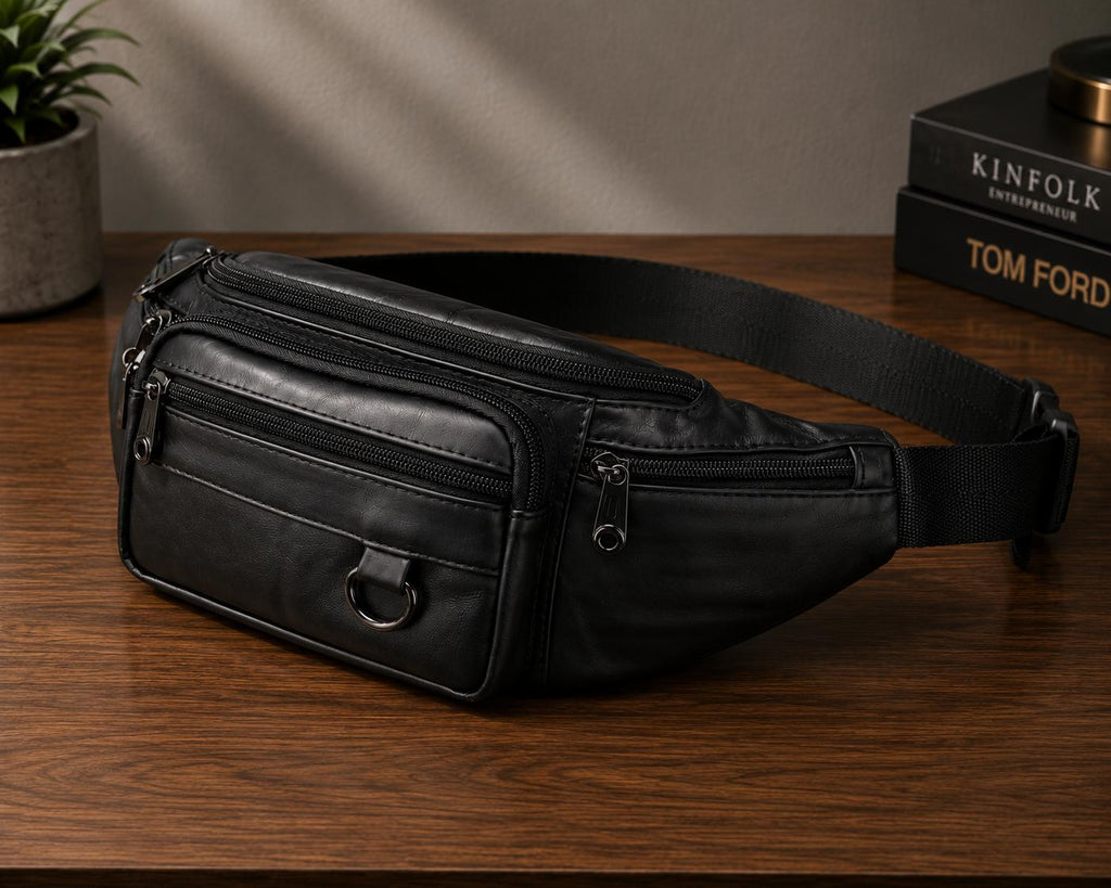 Premium Multi-Pocket Leather Crossbody Sling Bag for Men | Chest & Waist Bag