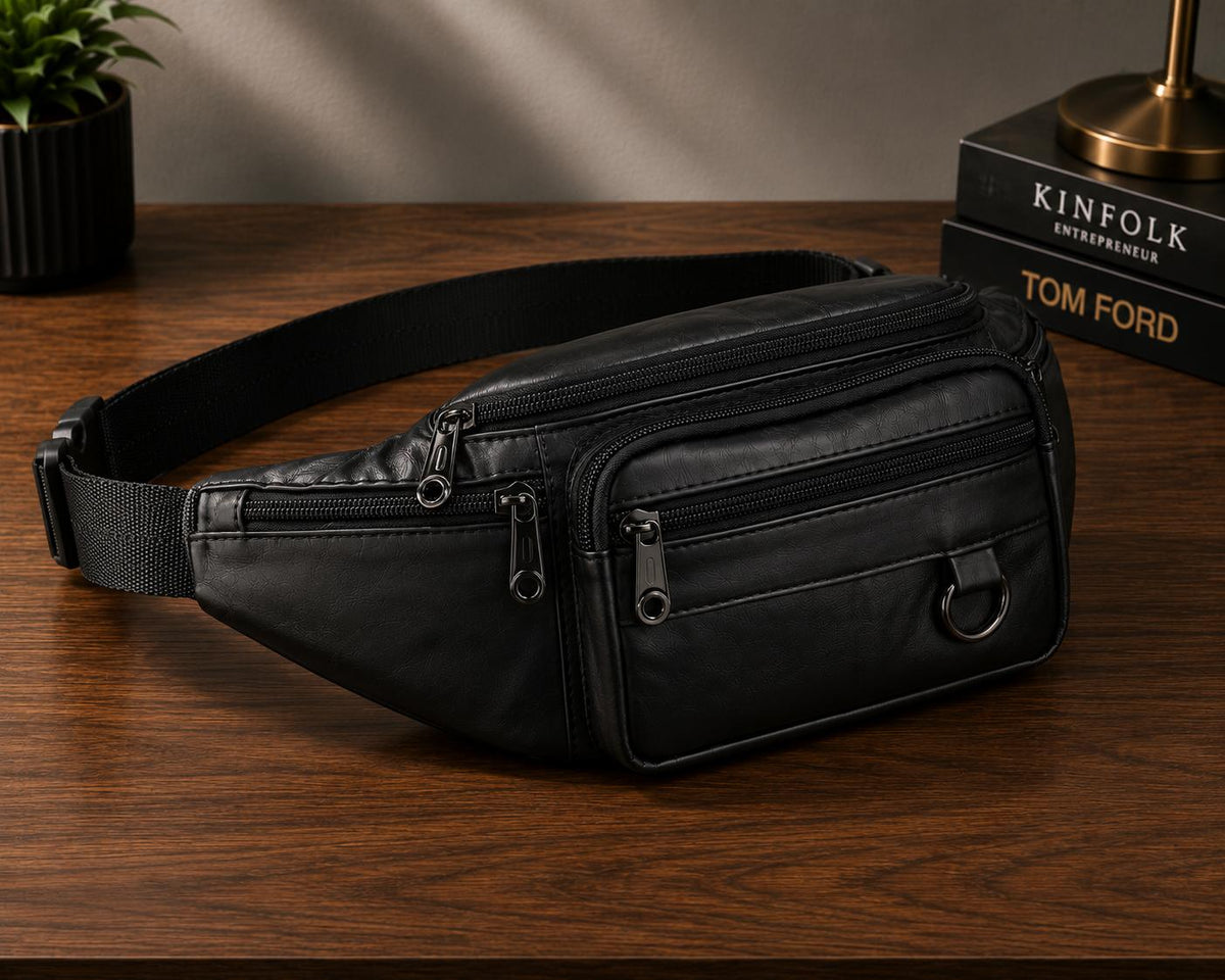 Premium Multi-Pocket Leather Crossbody Sling Bag for Men | Chest & Waist Bag