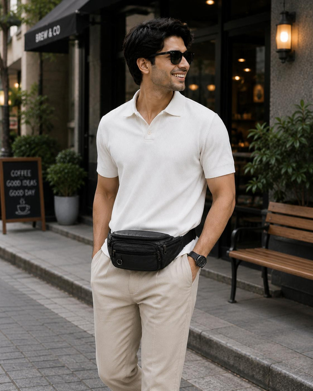 Premium Multi-Pocket Leather Crossbody Sling Bag for Men | Chest & Waist Bag