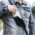 Premium Genuine Leather Phone Holster Belt Pouch for Men | Vertical Waist Case | Black Leather Phone Holder